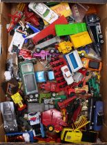 A tray of play-worn mixed diecasts to include a Matchbox Ford Mustang, a Corgi Juniors Batmobile,