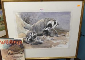 Eileen Soper (1905-1990) - Badger family in their habitat, limited edition lithograph numbered 11/