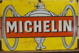 An enamel on metal advertising sign for Michelin Tyres, 40x60cm