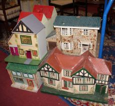 A collection of 5 scratch built model dolls houses