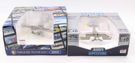 Franklin Mint and Armour Collection boxed 1/48th scale World War 2 aircraft comprising a Spitfire