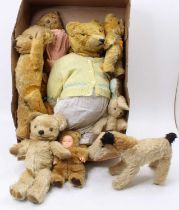 A collection of vintage Teddy Bears, with examples including a Merrythought of Ironbridge Teddy