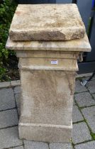 A painted stoneware square chimney top with cover, h.83.5cm