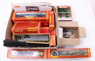 A collection of Hornby Railways 00 Gauge Locomotives and Rolling Stock, with examples including a