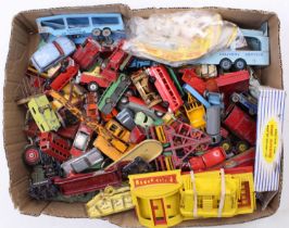 A tray of mixed Dinky, Corgi, and Matchbox Toys play-worn diecasts, with examples including a