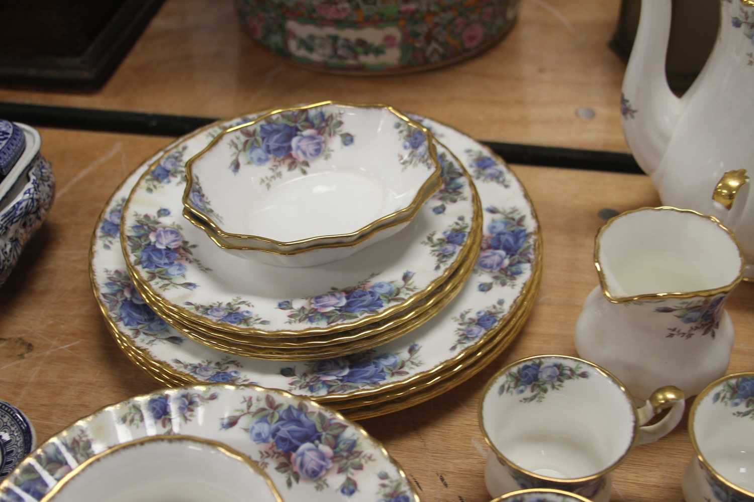 An extensive collection of Royal Albert table wares in the Moonlight Rose pattern, having printed - Image 2 of 6