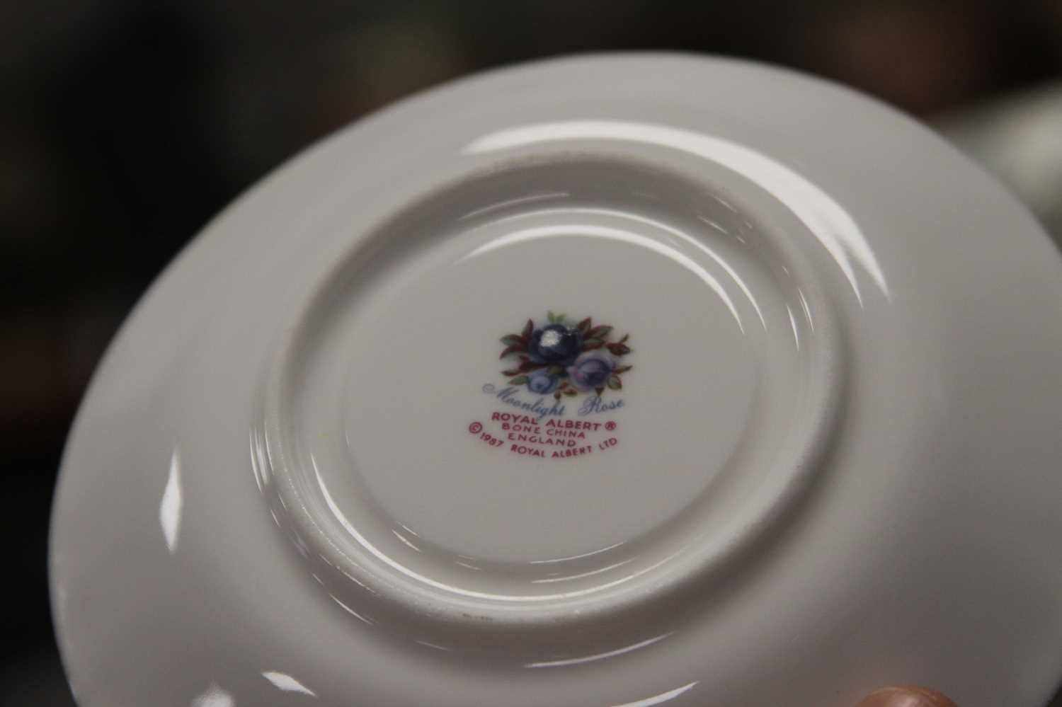 An extensive collection of Royal Albert table wares in the Moonlight Rose pattern, having printed - Image 6 of 6