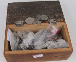 A collection of miscellaneous coins includes a 19th century jeton and various copper pennies,