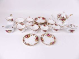 A Royal Albert six-place setting tea service in the Old Country Roses pattern