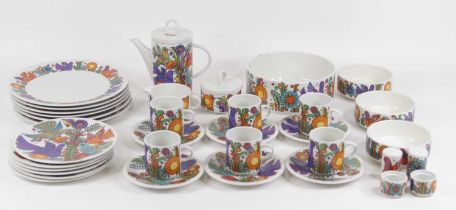 A Villeroy & Boch six place setting dinner and tea service, decorated in the Acapulco pattern having
