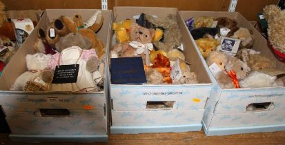 Three boxes of teddy-bears, to include examples by Barbara Bukowski and Hejda