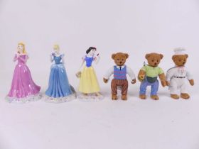 A Royal Doulton Disney Princess figure 'Cinderella', height 17.5cm, together with two others being