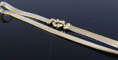 A modern 9ct two-colour gold necklace, with ring clasp, 11.5g, length 43cm