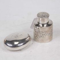 A George V silver pocket snuff box, of hinged oval form, with monogrammed lid, maker George