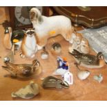 A collection of assorted Lomonosov and other Russian porcelain figures of birds and animals to