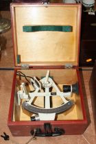 A modern Carl Zeiss Jena yacht sextant, numbered 123957, with silvered scale, in fitted case with