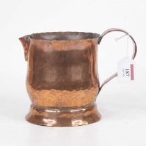A large 18th century planished copper jug (possibly later converted), of bell shape, with riveted