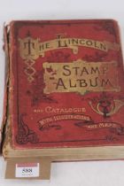 A Lincoln Stamp album with contents of various world stamps.
