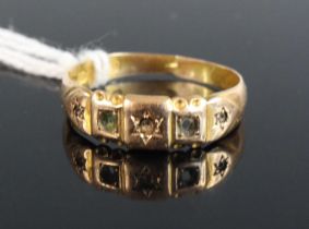 A late Victorian 15ct gold half hoop band ring (stones missing) Chester 1897, 2.6g, size P