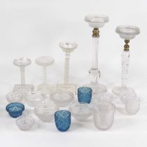 A collection of Clarke's Cricklite cut and press moulded glassware to include a matched pair of