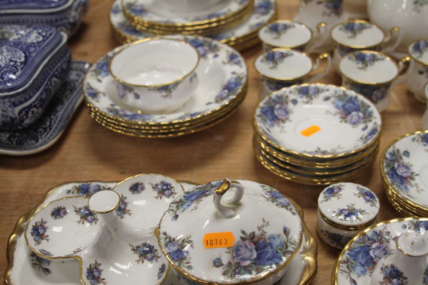 An extensive collection of Royal Albert table wares in the Moonlight Rose pattern, having printed - Image 3 of 6