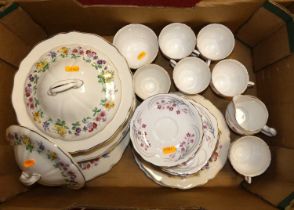 A collection of tea and dinner wares to include Colclough and Royal Doulton Dovedale pattern (one