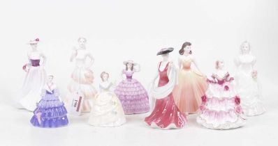 A collection of nine Coalport porcelain figures of ladies, to include Loretta and Chelsea, the
