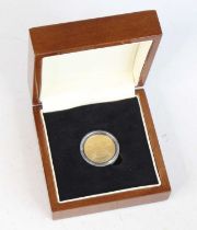 The London Mint Office, 2008 gold Tristan Da Cunha Trafalgar Guinea, obv: Elizabeth II above date,