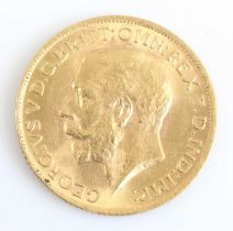 Great Britain, 1914 gold full sovereign, George V, rev: St George and Dragon above date. (1)