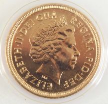 Great Britain, 2004 gold half sovereign, Elizabeth II 4th bust, rev: St George and Dragon above