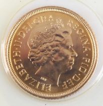 Great Britain, 2003 gold half sovereign, Elizabeth II 4th bust, rev: St George and Dragon above