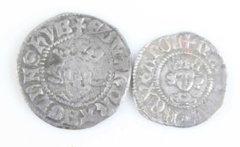 England, Edward II silver penny. EDWAR R ANGL DNS HYB. crowned facing bust. smiling face and pointed