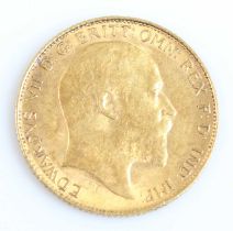 Great Britain, 1908 gold half sovereign, Edward VII, rev: St George and Dragon above date. (1)