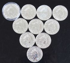 United Kingdom, Britannia 2016 1oz fine silver £2 coin, obv: Elizabeth II, rev: rev: Britannia