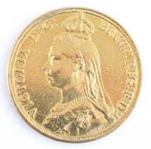 Great Britain, 1887 gold two pound coin, Victoria jubilee bust, rev: St George and Dragon above