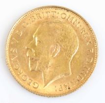 Great Britain, 1914 gold half sovereign, George V, rev: St George and Dragon above date. (1)