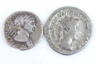 Roman Empire, Trajan (98-117) silver denarius, obv: laureate, draped and cuirassed bust right,