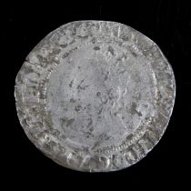 England, 1565 sixpence, Elizabeth I crowned bust left with rose behind, rev: quartered shield with