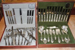 A modern six-place canteen of silver plated cutlery in the Kings pattern; together with another