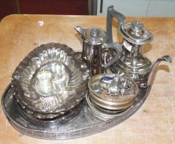 A collection of miscellaneous silver plated items, to include a pair of Old Sheffield plate bottle