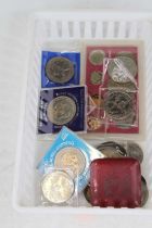 A collection of British commemorative coins and New Zealand proof coin set from 1972 for the Cook