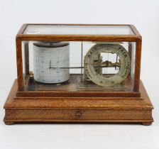 An early 20th century barograph in glazed oak case, the dial signed Shaw & Mason, London, width