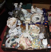 Two boxes of ceramics to include Royal Doulton Leonora pattern tea wares and continental porcelain