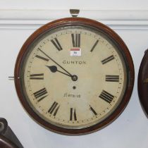 A Victorian mahogany cased wall clock, having a 12" painted dial with Roman numerals signed Gunton