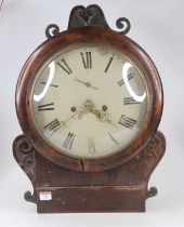 A 19th century mahogany cased wall clock having a convex circular bezel housing a 12" enamel dial