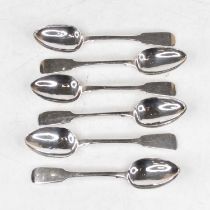 A Victorian Scottish silver dessert spoon in the Fiddle pattern; together with five other 19th