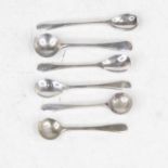 A collection of six assorted silver salt spoons, 0.8oz