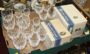 A box of cut Waterford cut glass ware to include wine hocks, liqueur glasses etc, some boxed All