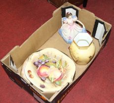 A box of ceramics to include Royal Doulton figure "Angela" height 20cm