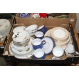 A box of mixed table wares to include Royal Worcester Evesham flan dishes, hors oeuvre dishes, Royal